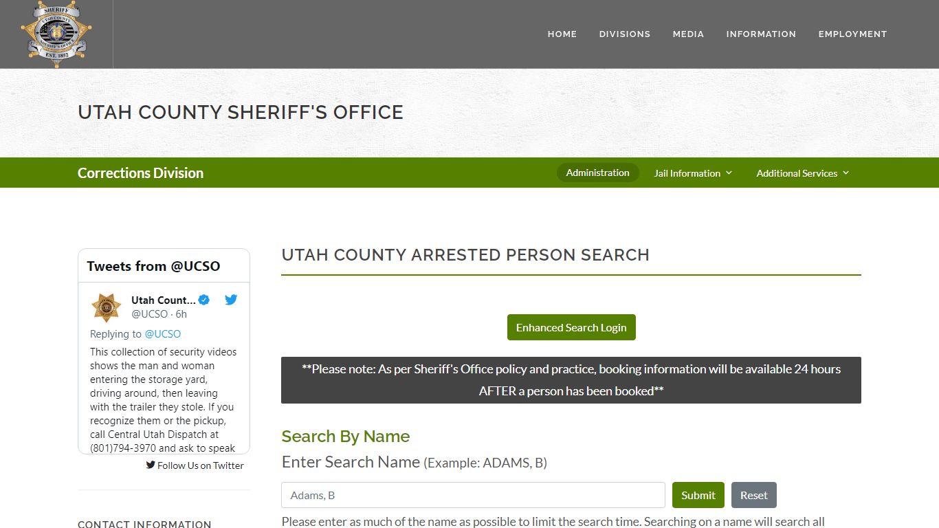 Utah County Sheriff's Office Inmate Search